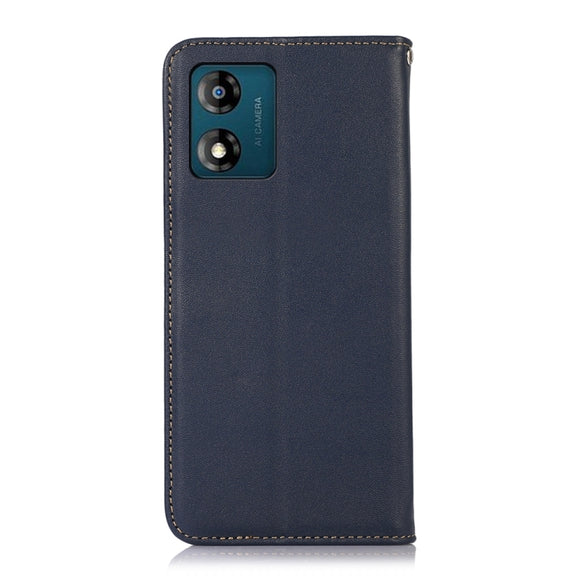 For Motorola Moto E13 4G 2023 KHAZNEH Nappa Top Layer Cowhide Leather Phone Case(Blue)