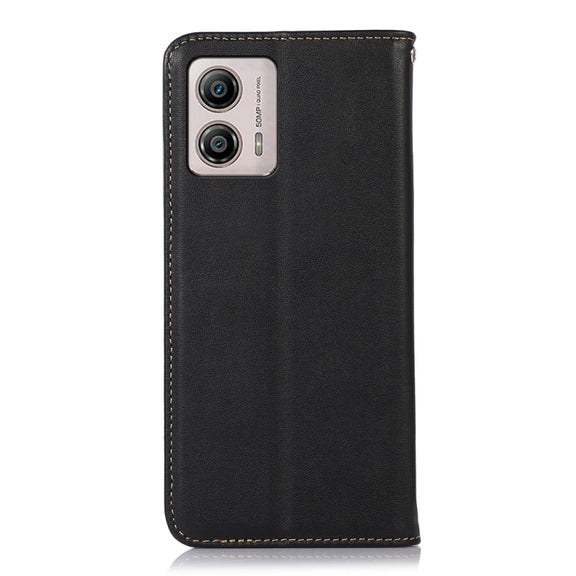 For Motorola Moto G53 5G KHAZNEH Nappa Top Layer Cowhide Leather Phone Case(Black)