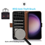 For OnePlus Nord CE 3 Lite Crocodile Top Layer Cowhide RFID Leather Phone Case(Black)