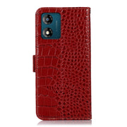 For Motorola Moto E13 4G 2023 Crocodile Top Layer Cowhide RFID Leather Phone Case(Red)