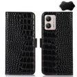 For Motorola Moto G53 5G Crocodile Top Layer Cowhide RFID Leather Phone Case(Black) - Motorola Cases by PMC TechLife | Online Shopping South Africa | PMC TechLife | Buy Now Pay Later Mobicred