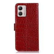 For Motorola Moto G53 5G Crocodile Top Layer Cowhide RFID Leather Phone Case(Red)