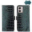 For Motorola Moto G53 5G Crocodile Top Layer Cowhide RFID Leather Phone Case(Green) - Motorola Cases by PMC TechLife | Online Shopping South Africa | PMC TechLife | Buy Now Pay Later Mobicred