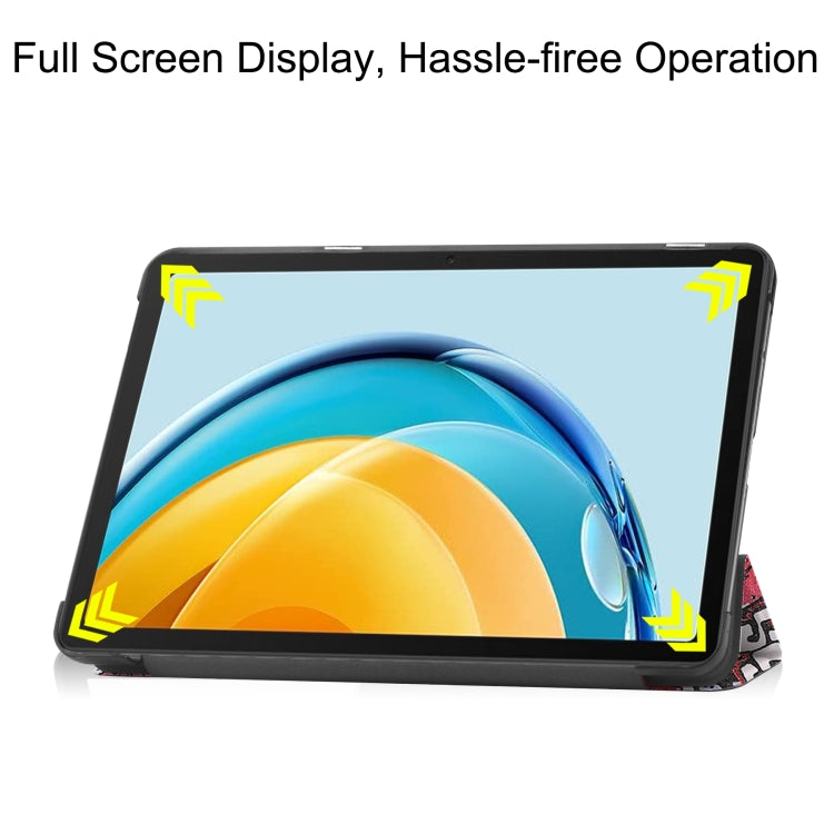 For Huawei Matepad SE 10.4 Custer Painted 3-Fold Holder Leather Tablet Case(Graffiti)