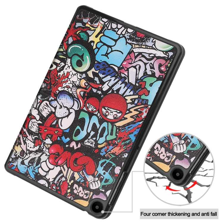 For Huawei Matepad SE 10.4 Custer Painted 3-Fold Holder Leather Tablet Case(Graffiti)