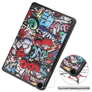 For Huawei Matepad SE 10.4 Custer Painted 3-Fold Holder Leather Tablet Case(Graffiti)