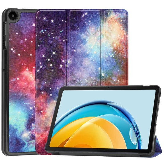 For Huawei Matepad SE 10.4 Custer Painted 3-Fold Holder Leather Tablet Case(Milky Way Nebula)
