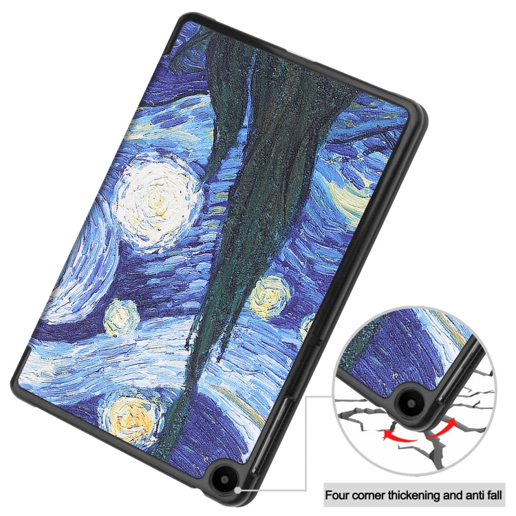 For Huawei Matepad SE 10.4 Custer Painted 3-Fold Holder Leather Tablet Case(Starry Sky)