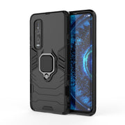 For OPPO Find X2 Pro PC + TPU Shockproof Protective Case with Magnetic Ring Holder(Black)
