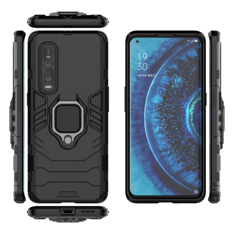 For OPPO Find X2 Pro PC + TPU Shockproof Protective Case with Magnetic Ring Holder(Black)