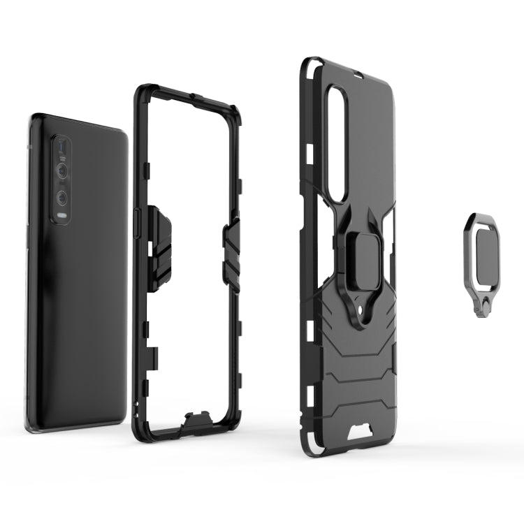 For OPPO Find X2 Pro PC + TPU Shockproof Protective Case with Magnetic Ring Holder(Black)