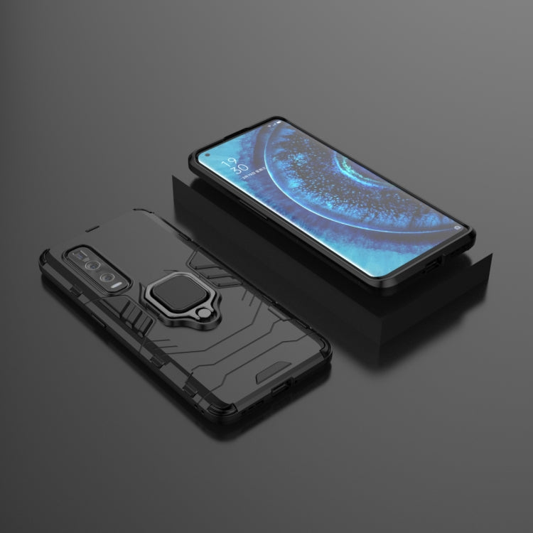 For OPPO Find X2 Pro PC + TPU Shockproof Protective Case with Magnetic Ring Holder(Black)