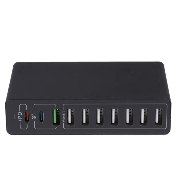 MFT-03Q 10 in 1 65W QC3.0 USB Smart Fast Charger, Plug Type:US Plug(Black)