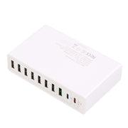 MFT-03Q 10 in 1 65W QC3.0 USB Smart Fast Charger, Plug Type:US Plug(White)