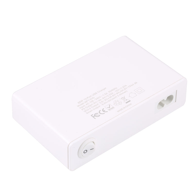 MFT-03Q 10 in 1 65W QC3.0 USB Smart Fast Charger, Plug Type:US Plug(White)