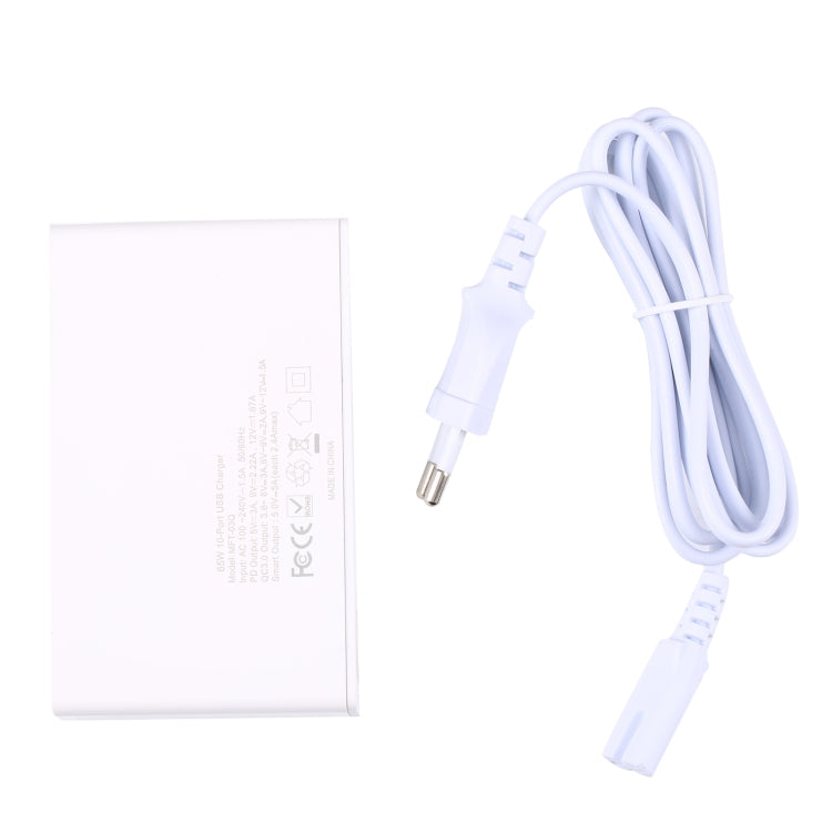 MFT-03Q 10 in 1 65W QC3.0 USB Smart Fast Charger, Plug Type:US Plug(White)
