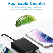 MFT-03Q 10 in 1 65W QC3.0 USB Smart Fast Charger, Plug Type:UK Plug(White)