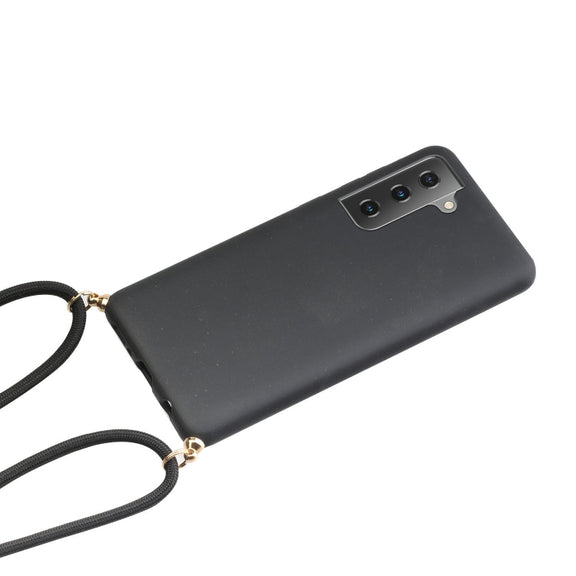 For Samsung Galaxy A54 5G Wheat Straw Material + TPU Phone Case with Lanyard(Black)