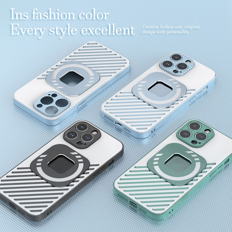 For iPhone 14 R-JUST Square Round Mirror PC+TPU Phone Case(Green)