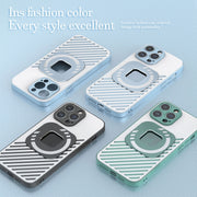 For iPhone 14 R-JUST Square Round Mirror PC+TPU Phone Case(Green)