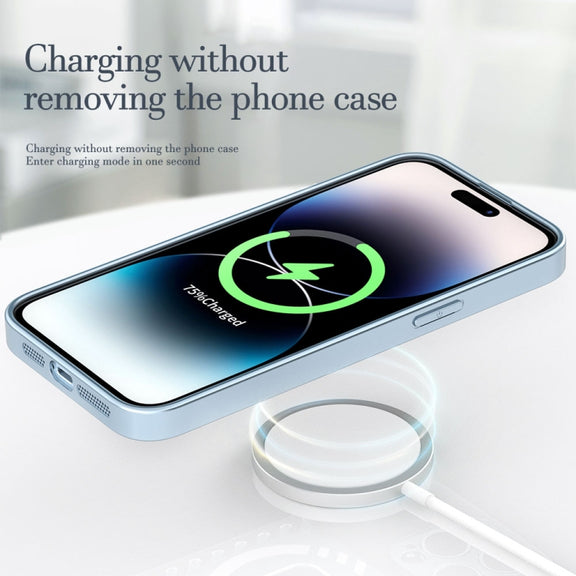 For iPhone 14 Pro R-JUST Square Round Mirror PC+TPU Phone Case(Blue)