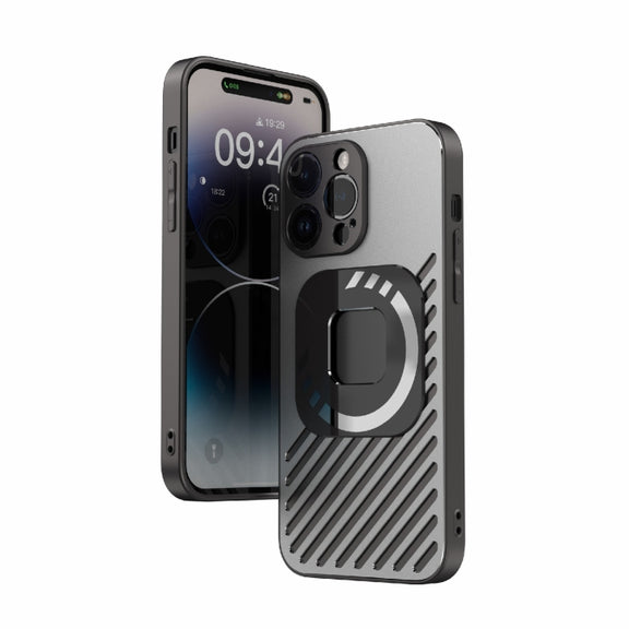 For iPhone 14 Pro Max R-JUST Square Round Mirror PC+TPU Phone Case(Black)