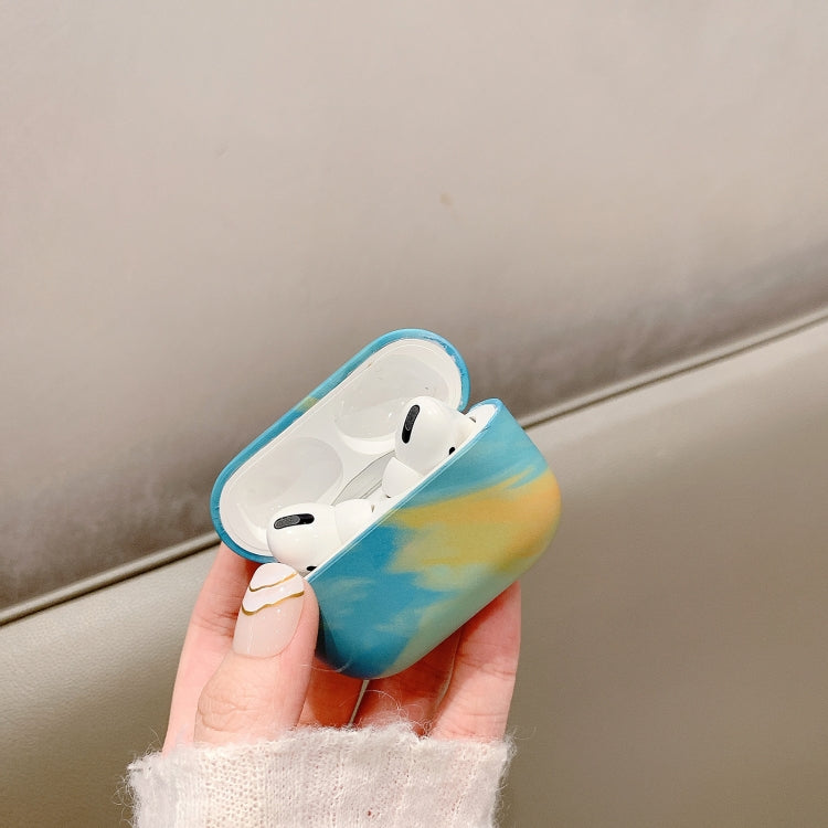 For AirPods Pro Ink Painting Water Sticker PC Earphone Case(Sea Blue)