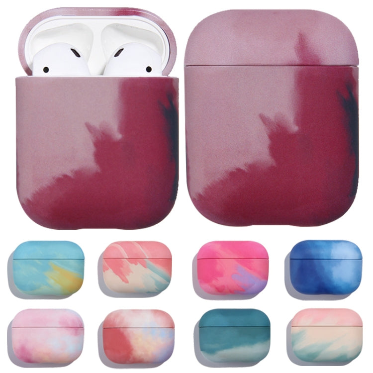 For AirPods 1 / 2 Ink Painting Water Sticker PC Earphone Case(Ink Rainbow)