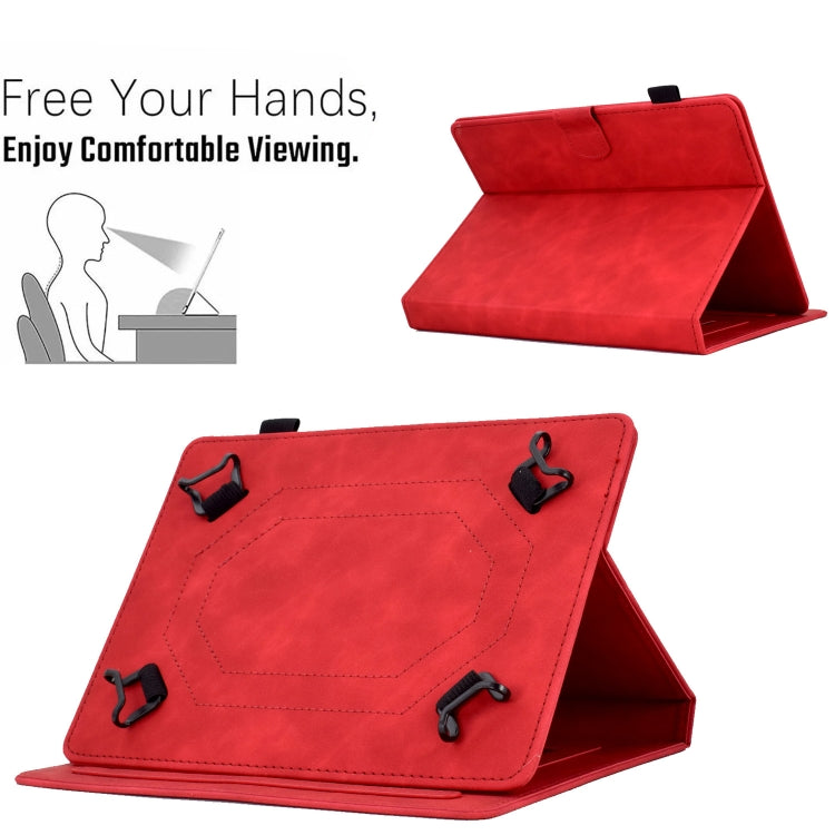 For 7 inch Tablets Peony Butterfly Embossed Leather Tablet Case(Red)
