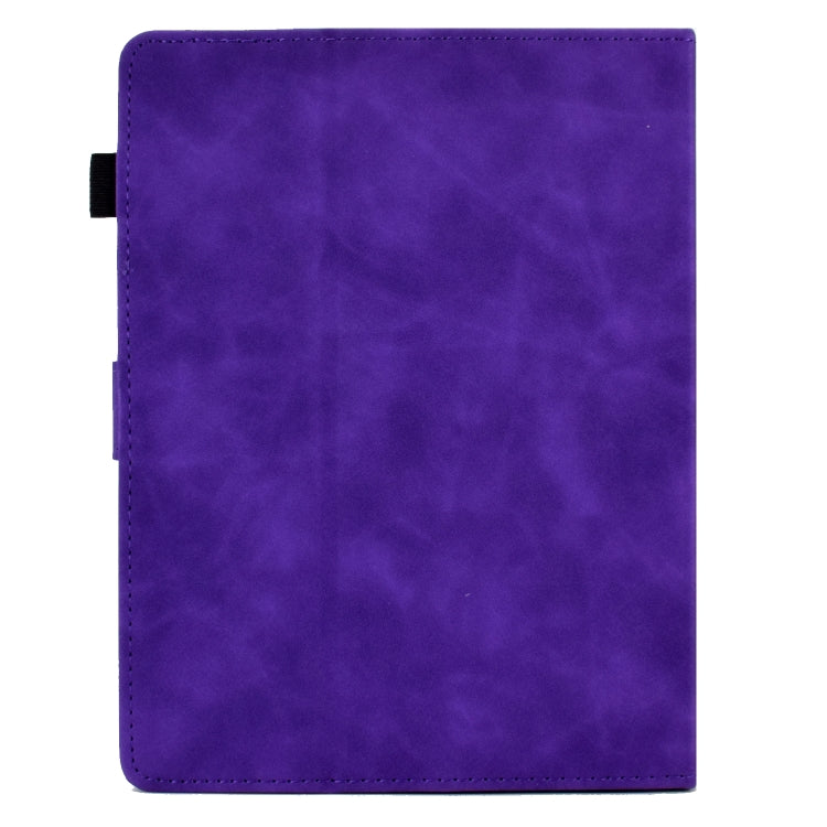 For 8 inch Tablets Peony Butterfly Embossed Leather Tablet Case(Purple)