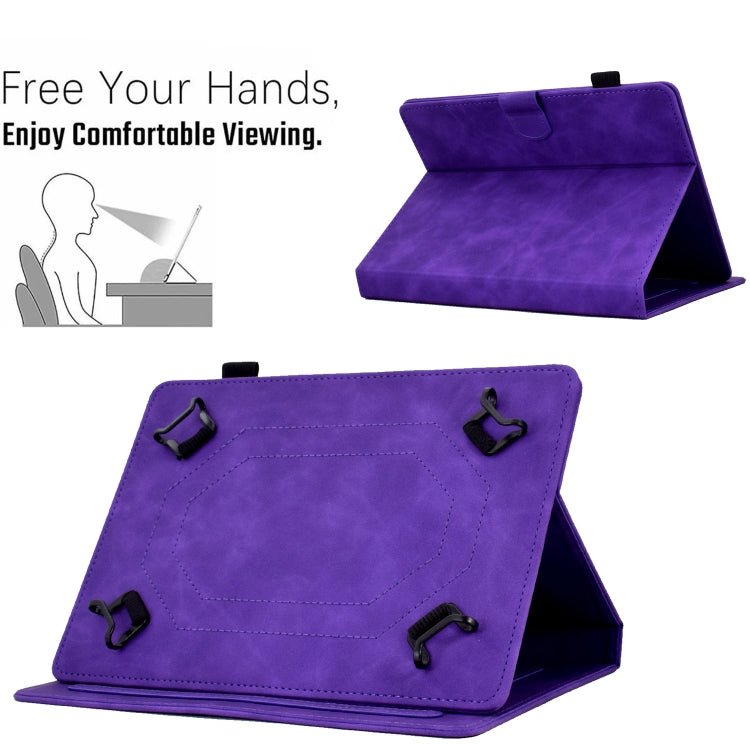 For 8 inch Tablets Peony Butterfly Embossed Leather Tablet Case(Purple)