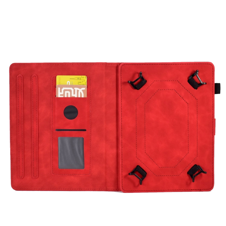 For 8 inch Tablets Peony Butterfly Embossed Leather Tablet Case(Red)