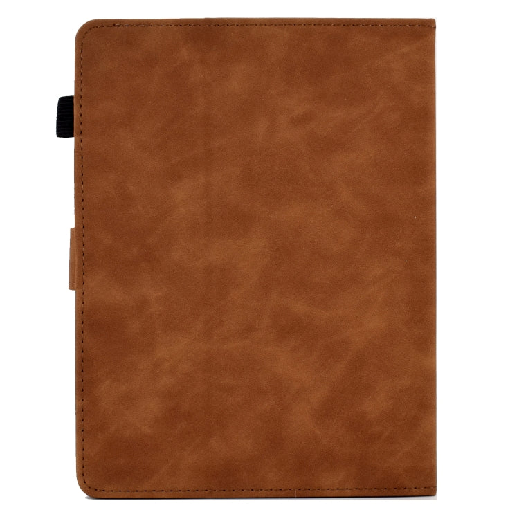 For 10 inch Tablets Peony Butterfly Embossed Leather Tablet Case(Brown)