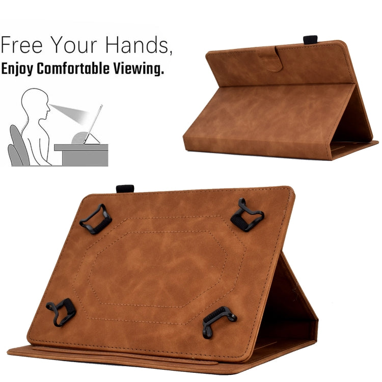 For 10 inch Tablets Peony Butterfly Embossed Leather Tablet Case(Brown)