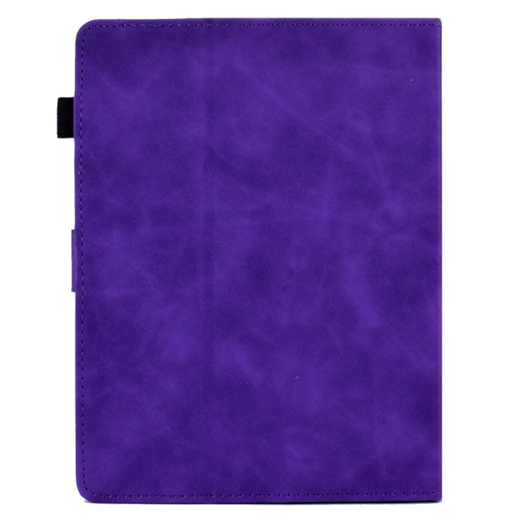 For 10 inch Tablets Peony Butterfly Embossed Leather Tablet Case(Purple)