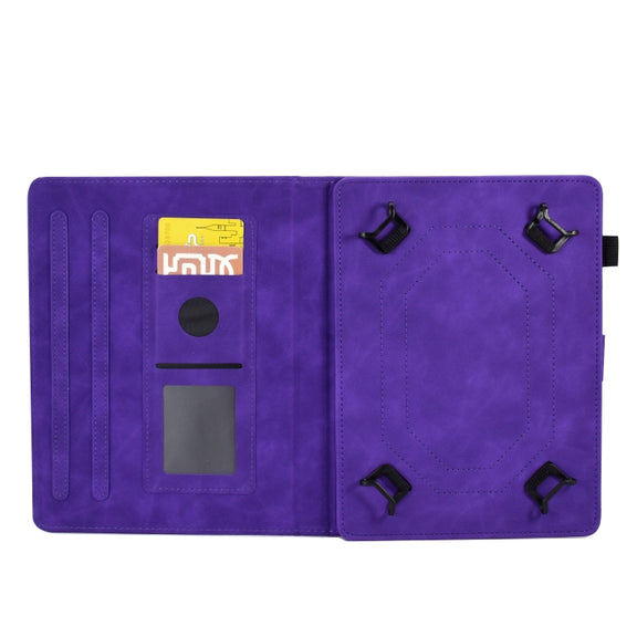 For 10 inch Tablets Peony Butterfly Embossed Leather Tablet Case(Purple)