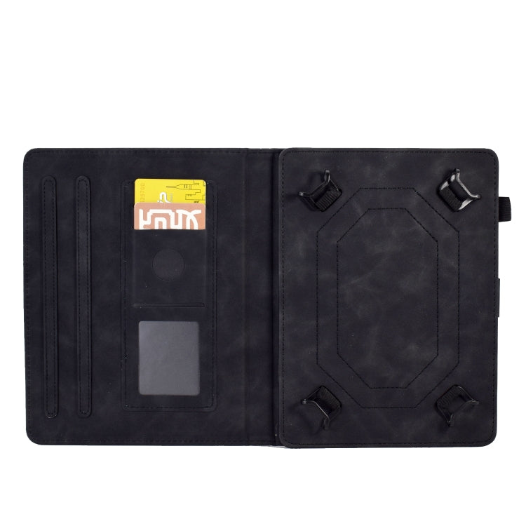 For 10 inch Tablets Peony Butterfly Embossed Leather Tablet Case(Black)