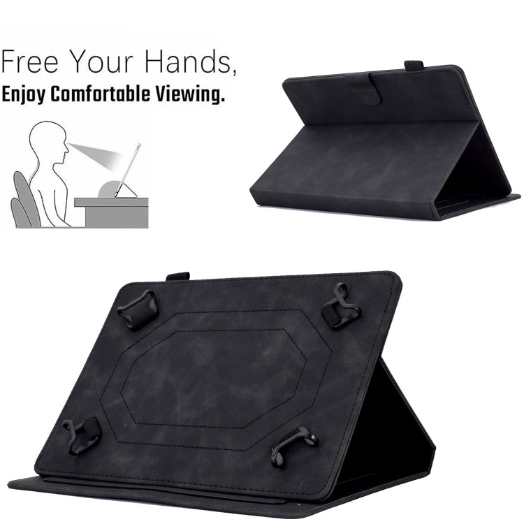 For 10 inch Tablets Peony Butterfly Embossed Leather Tablet Case(Black)