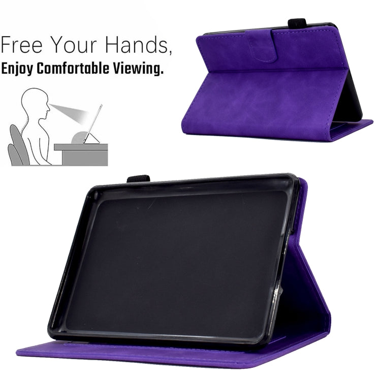 For Amazon Kindle 11th 2022 Peony Butterfly Embossed Leather Smart Tablet Case(Purple)