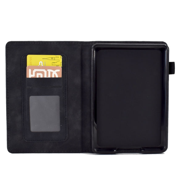 For Amazon Kindle 11th 2024 / 2022 Peony Butterfly Embossed Leather Smart Tablet Case(Black)