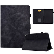 For Amazon Kindle Fire HD10 2021 Peony Butterfly Embossed Leather Smart Tablet Case(Black)