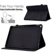 For Amazon Kindle Fire HD10 2021 Peony Butterfly Embossed Leather Smart Tablet Case(Black)