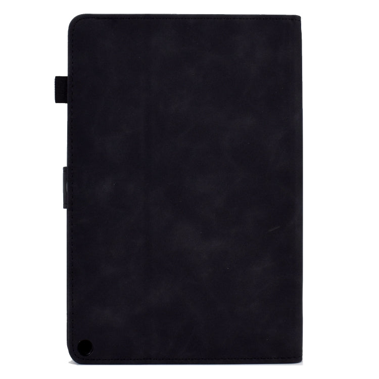 For Amazon Kindle Fire HD8 2022 Peony Butterfly Embossed Leather Smart Tablet Case(Black)