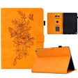 For Amazon Kindle Fire HD8 2022 Peony Butterfly Embossed Leather Smart Tablet Case(Khaki) - Amazon by PMC TechLife | Online Shopping South Africa | PMC TechLife | Buy Now Pay Later Mobicred