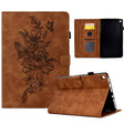 For Amazon Kindle Fire HD8 2018/2017/2016 Peony Butterfly Embossed Leather Smart Tablet Case(Brown) - Amazon by PMC TechLife | Online Shopping South Africa | PMC TechLife | Buy Now Pay Later Mobicred