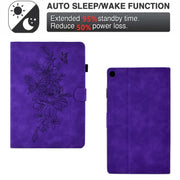 For Amazon Kindle Fire HD8 2018/2017/2016 Peony Butterfly Embossed Leather Smart Tablet Case(Purple)