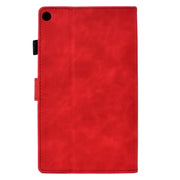 For Amazon Kindle Fire HD8 2018/2017/2016 Peony Butterfly Embossed Leather Smart Tablet Case(Red)