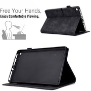 For Amazon Kindle Fire HD8 2018/2017/2016 Peony Butterfly Embossed Leather Smart Tablet Case(Black)