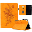 For Amazon Kindle Fire HD8 2018/2017/2016 Peony Butterfly Embossed Leather Smart Tablet Case(Khaki) - Amazon by PMC TechLife | Online Shopping South Africa | PMC TechLife | Buy Now Pay Later Mobicred