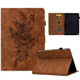 For Amazon Kindle Fire HD8 2020 Peony Butterfly Embossed Leather Smart Tablet Case(Brown) - Amazon by PMC TechLife | Online Shopping South Africa | PMC TechLife | Buy Now Pay Later Mobicred